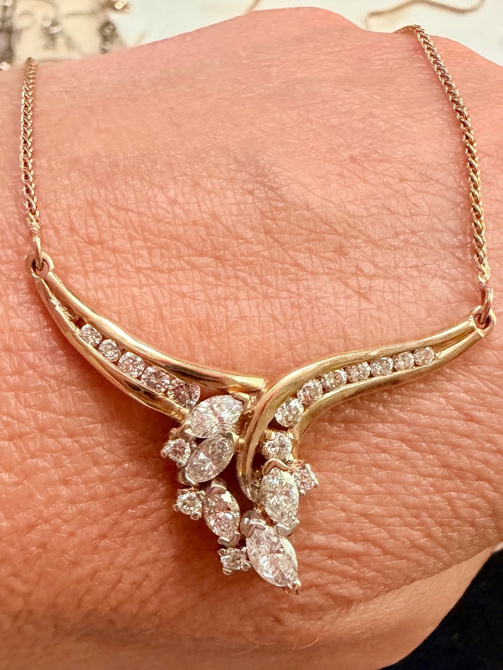 Custom made 14k 1.65 diamond necklace